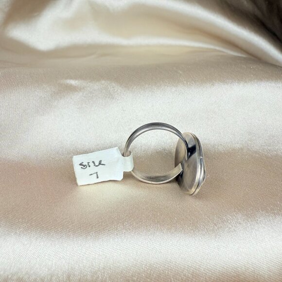Handmade Silver Ring with Oval Scenic Jasper Natural Gemstone Jewelry Size 7 - Picture 3 of 5